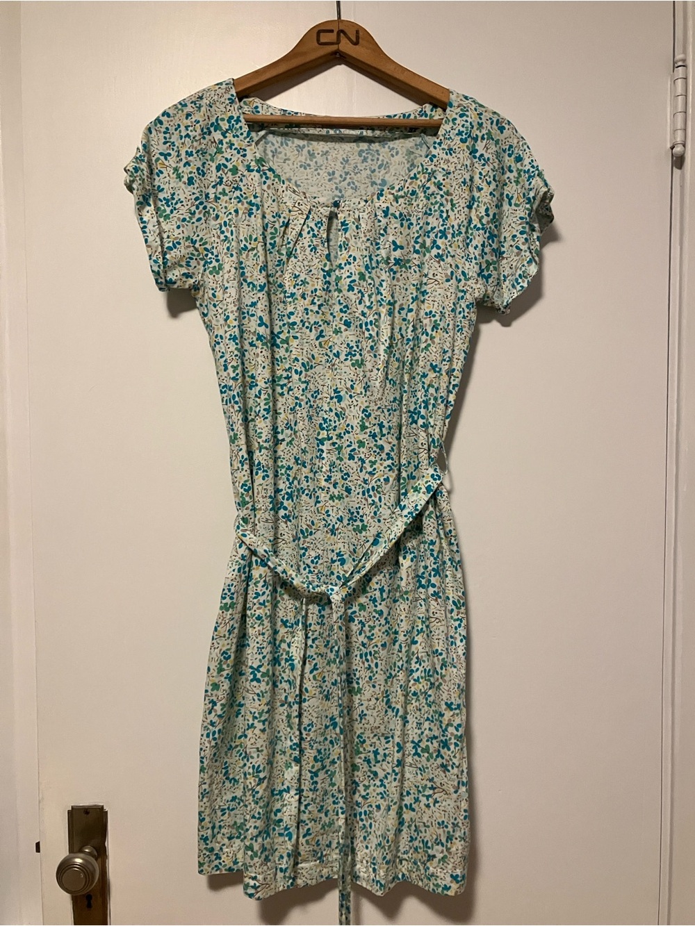Floral Short-Sleeve French Midi Dress 💯 Cotton Like New